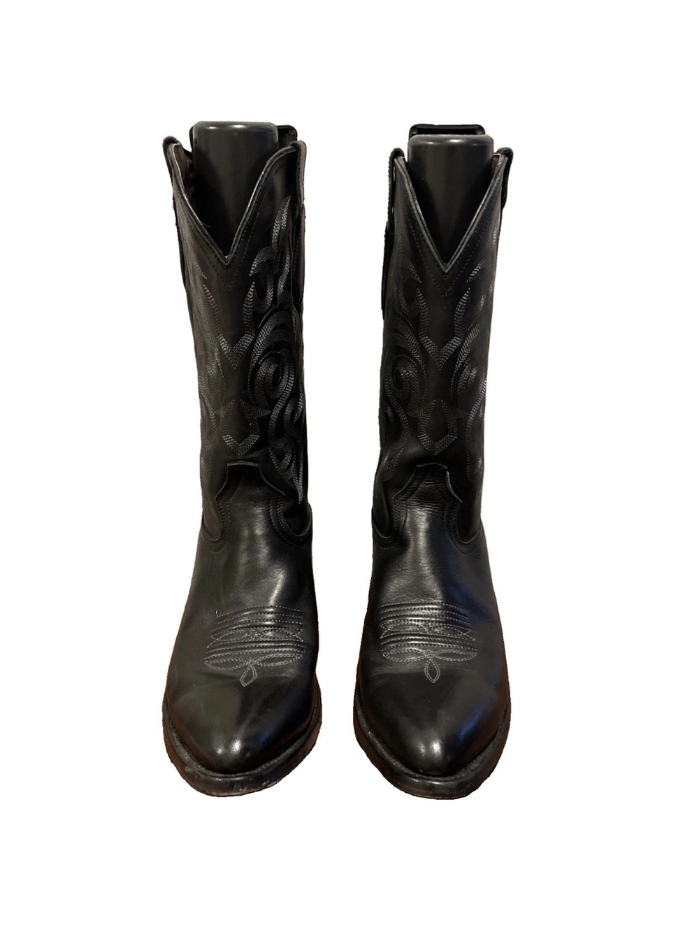 Rock”em Black Men's Western Leather Boots with Embroidered Shaft Sz 12